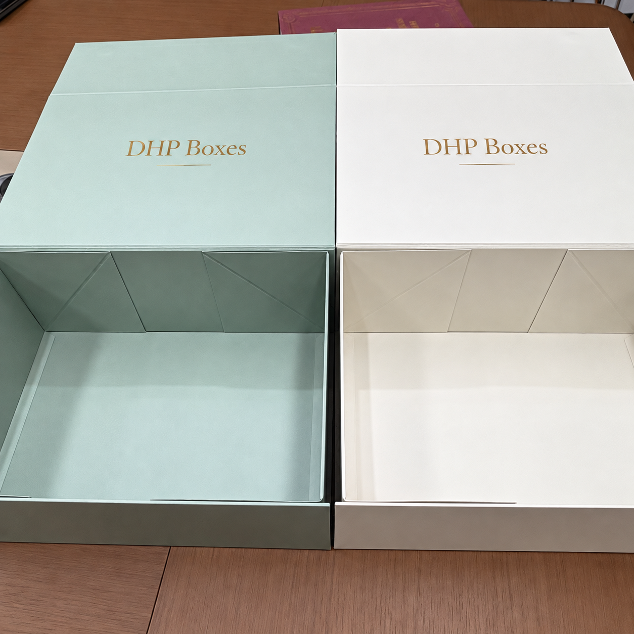 Comparison of custom packaging print colors on coated art paper and textured specialty paper