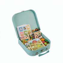 Custom Suitcase-Style Rigid Educational Toy Packaging Box with Handle