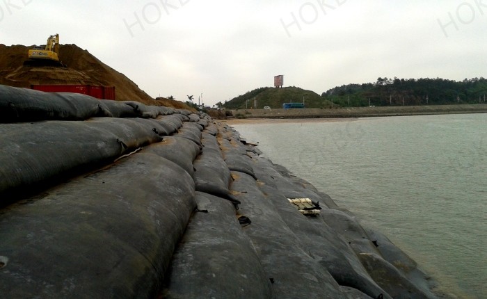 Use of geotube bags for dredging and maintaining waterways