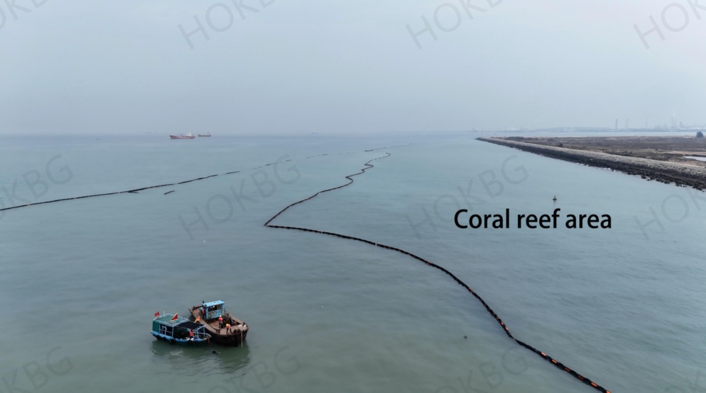 silt curtains are used in coral reef protection