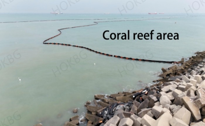 silt curtains are used in coral reef protection