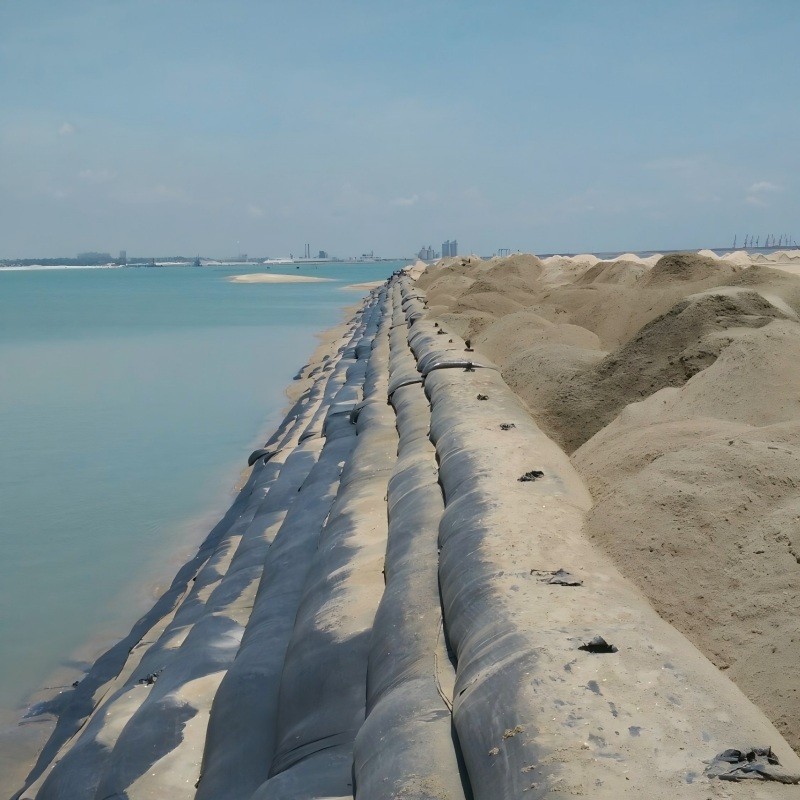 HOKBG geotextile tubes used for beach creation