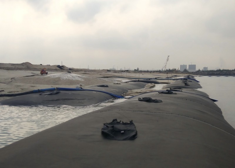 HOKBG geotextile tubes used for beach creation