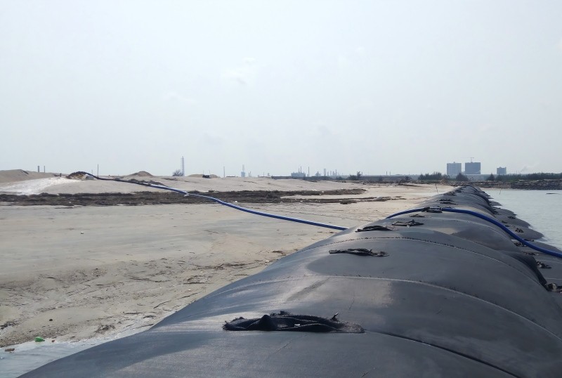 HOKBG geotextile tubes used for beach creation