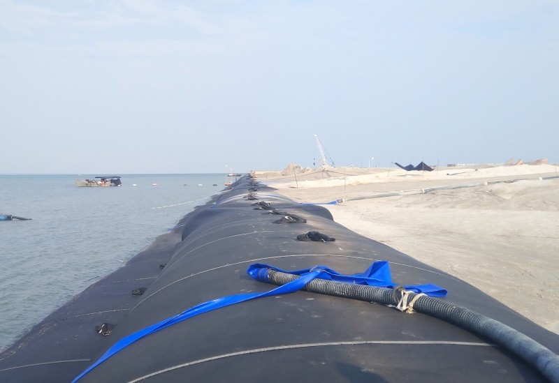 HOKBG geotextile tubes used for beach creation