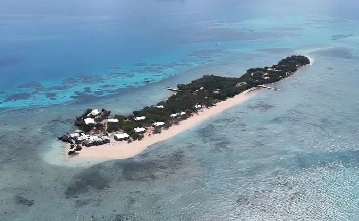 HOKBG geotextile tubes used for beach creation at an island hotel.
