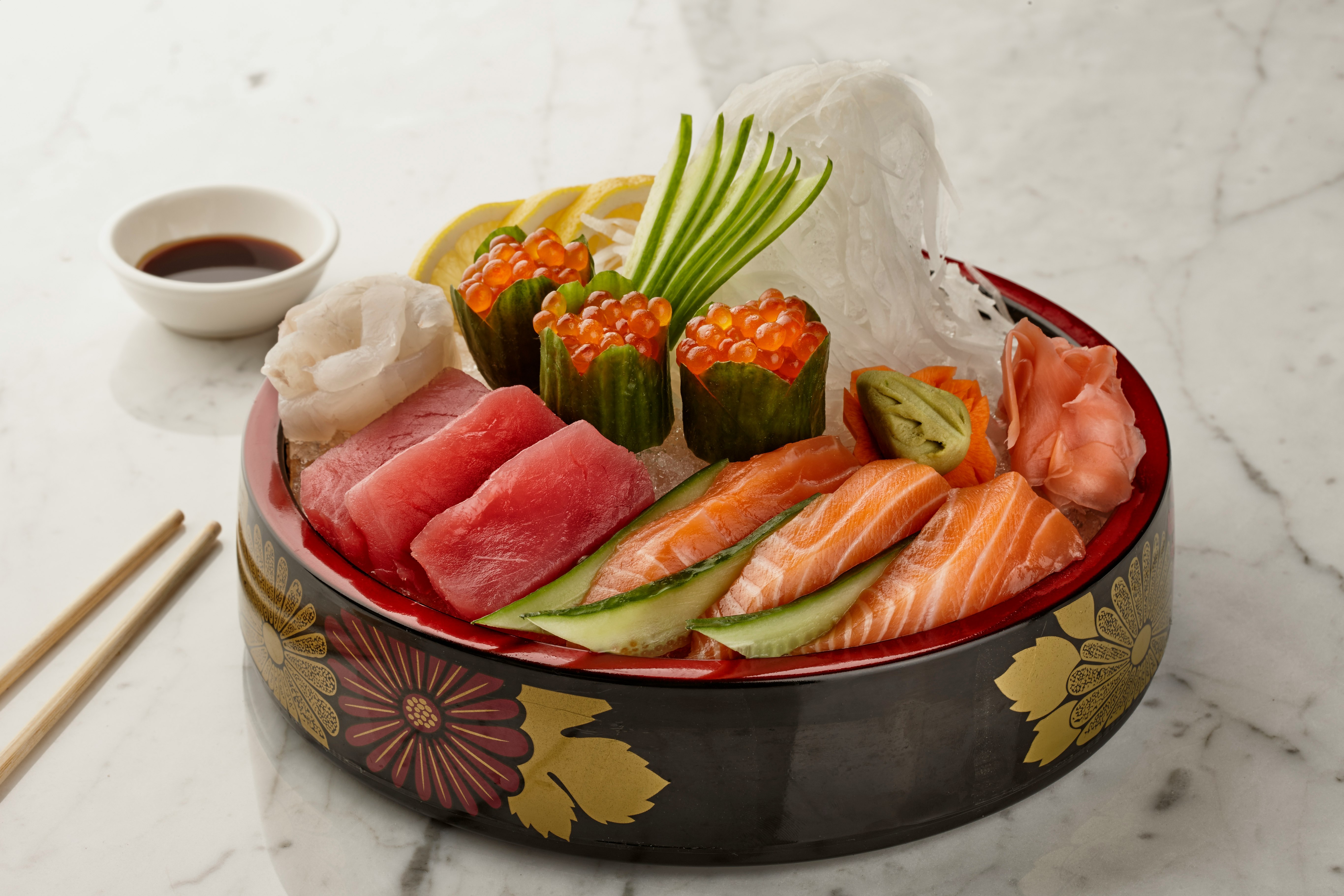 Close-up of a Japanese rice and seasoning dish with chopsticks