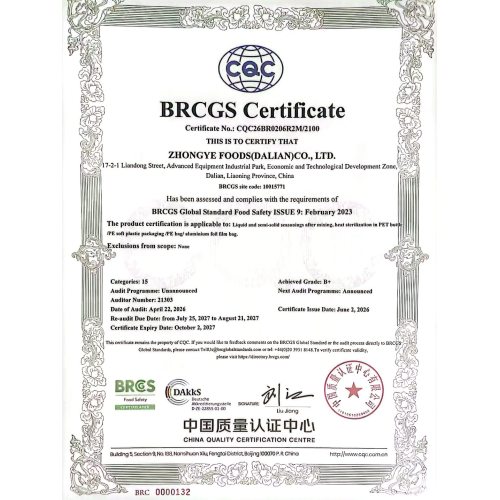 BRCGS Certificate