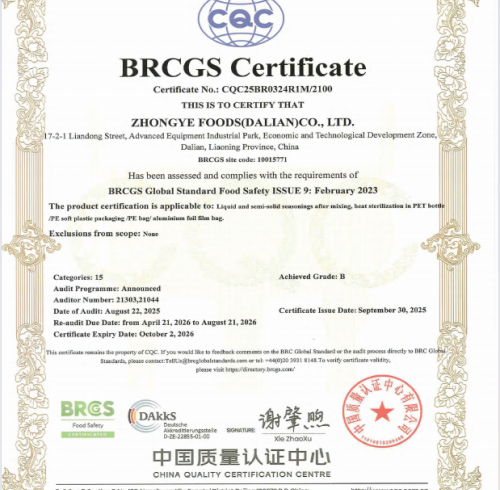 BRCGS Certificate