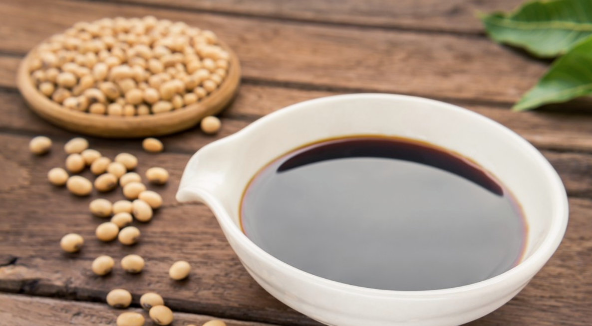 Premium soy sauce in ceramic bottle