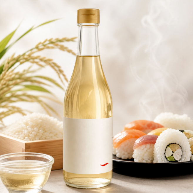 Rice, the raw material for rice vinegar used in sushi production