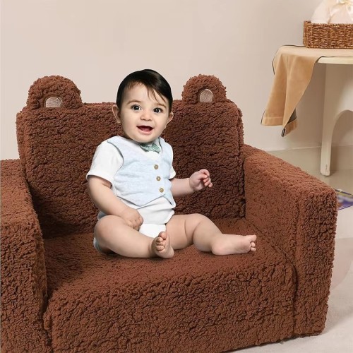 Foldable Kids Soft Sofa 2 In 1, Comfortable Toddler Chair | Convertible Into Sofa Recliner Custom