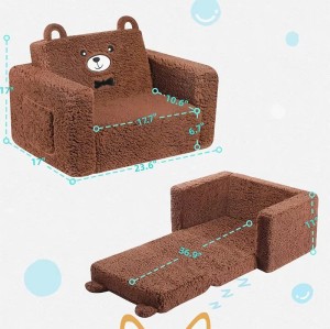 Foldable Kids Soft Sofa 2 In 1, Comfortable Toddler Chair | Convertible Into Sofa Recliner Custom