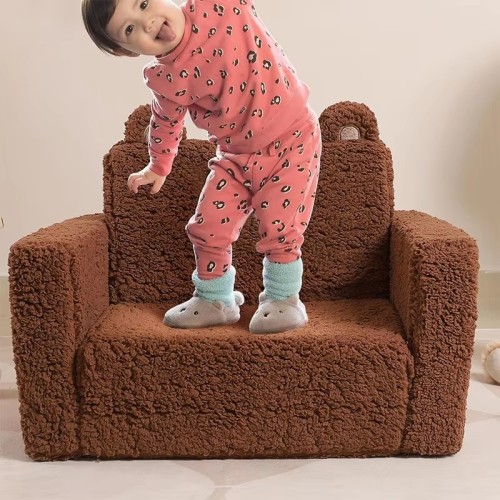 Foldable Kids Soft Sofa 2 In 1, Comfortable Toddler Chair | Convertible Into Sofa Recliner Custom