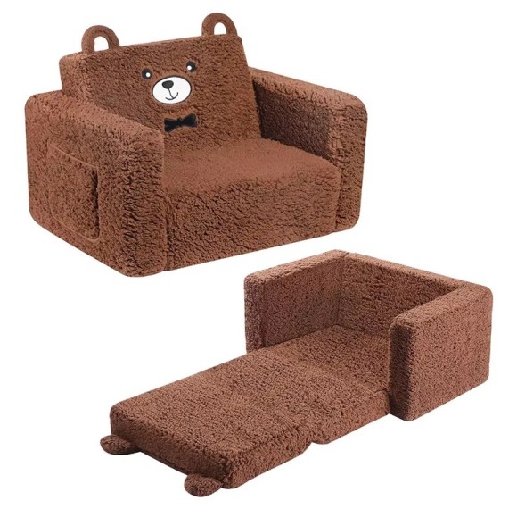 Foldable Kids Soft Sofa 2 In 1, Comfortable Toddler Chair | Convertible Into Sofa Recliner Custom