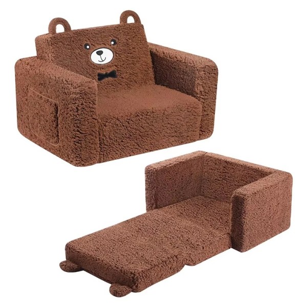 Foldable Kids Soft Sofa 2 In 1, Comfortable Toddler Chair | Convertible Into Sofa Recliner Custom