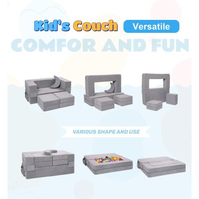 Tender Modular Kids Couch Toddler Foam Sofa Compressed for Kids Soft & Safe Indoor Playing