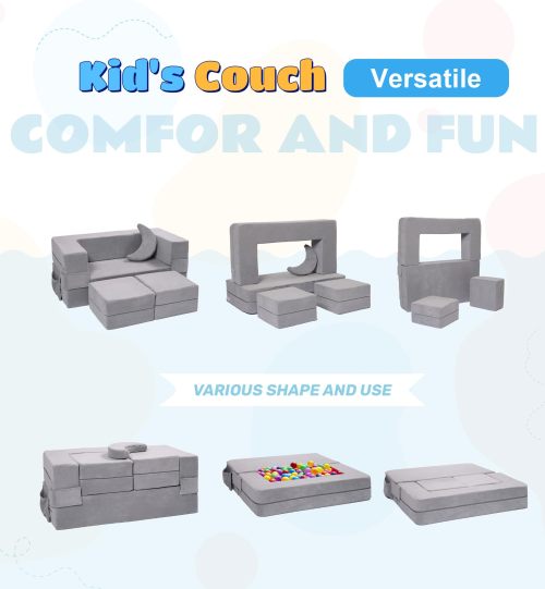 Tender Modular Kids Couch Toddler Foam Sofa Compressed for Kids Soft & Safe Indoor Playing