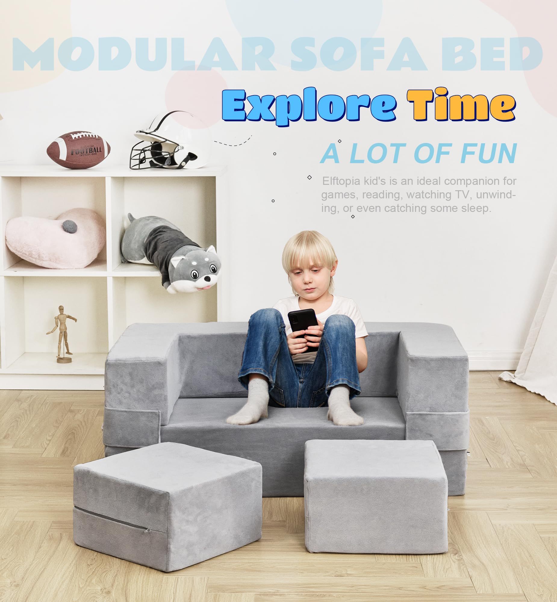 Foldable Kids Soft Sofa 2 In 1