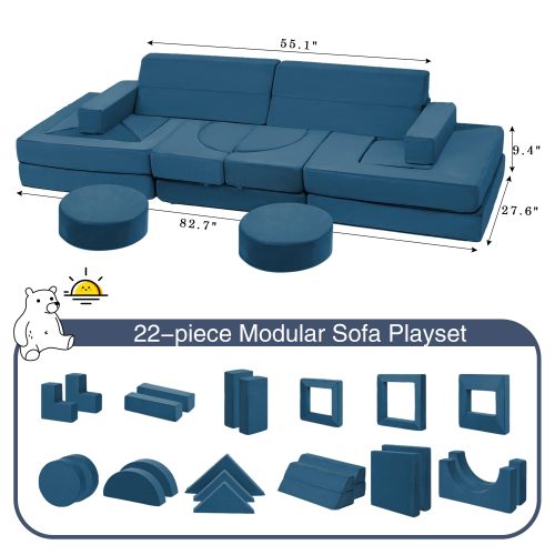 Modular Kids Play Sofa - Soft Foam Couch Nugget Play Couch for Toddlers Safe Indoor Play