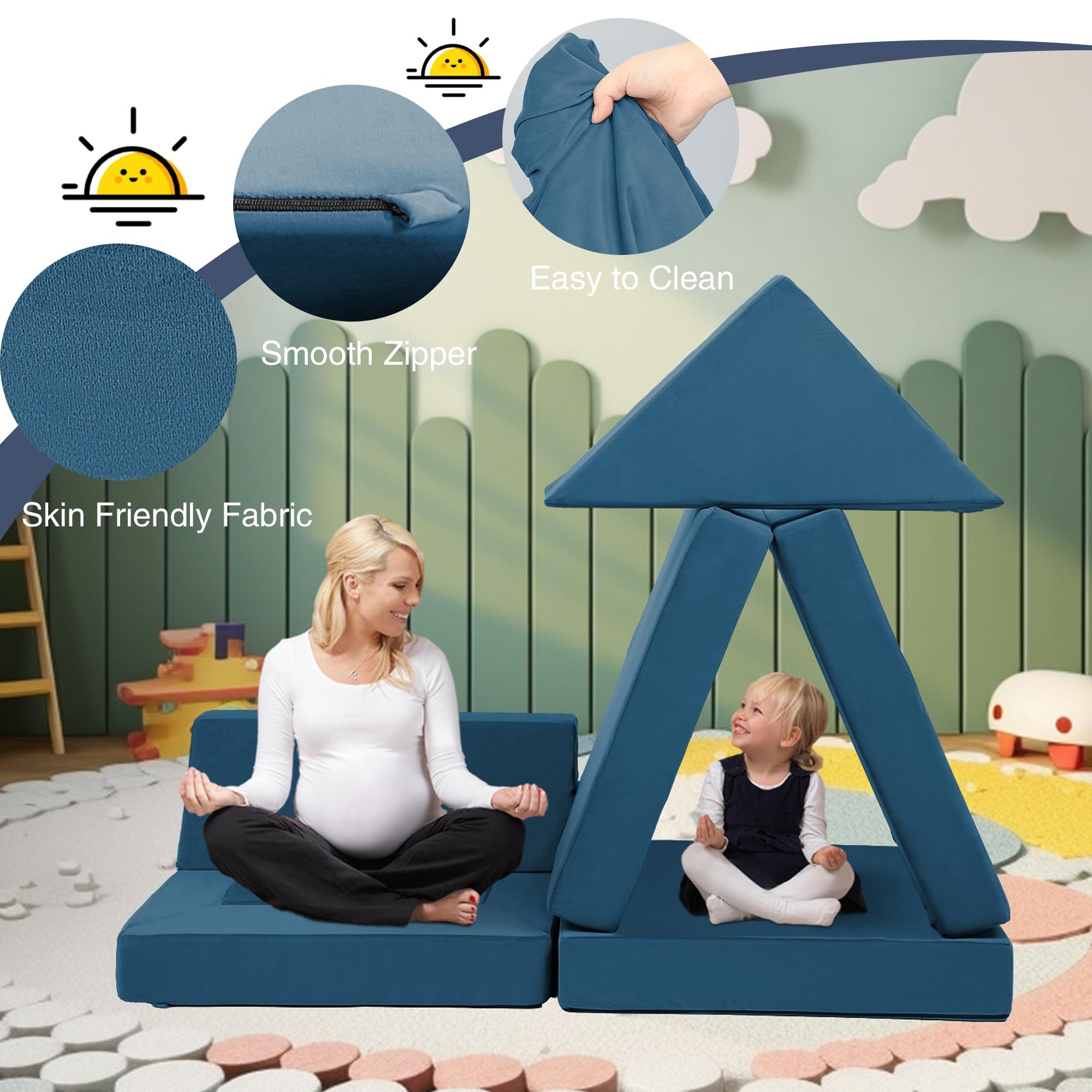 Foldable Kids Soft Sofa 2 In 1