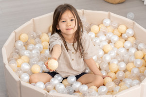 Foldable Beige Ball Pit: A Stylish Sensory Haven