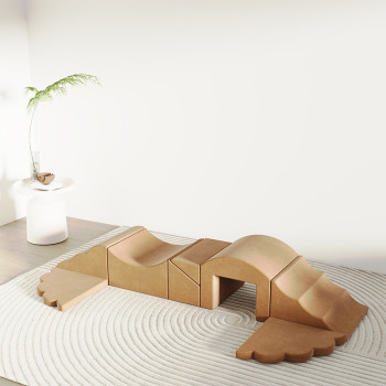 Tender Soft Play Foam Climbing Blocks 7 PCS with Ball Pit in Playroom