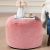 Tender Playful Soft Pink Faux Fur Round Ottoman for Cozy Bedroom or Lounge