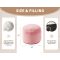 Tender Playful Soft Pink Faux Fur Round Ottoman for Cozy Bedroom or Lounge