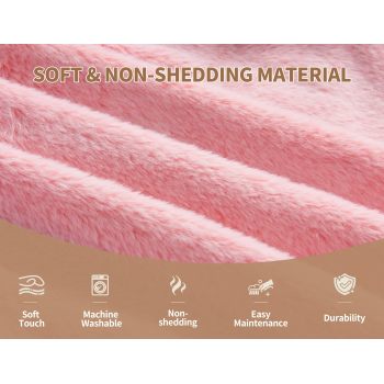 Tender Playful Soft Pink Faux Fur Round Ottoman for Cozy Bedroom or Lounge