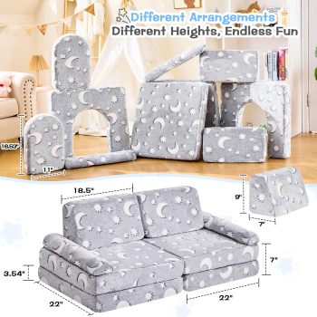 Factory Custom Modular Kids Sofa with Glow-in-the-Dark Stars for Playroom