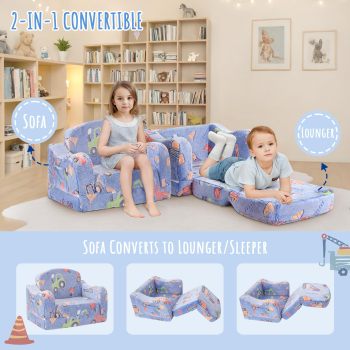 Factory Custom 2-in-1 Toddler Sofa Chair – Soft Plush Convertible Couch to Lounger