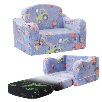 Factory Custom 2-in-1 Toddler Sofa Chair – Soft Plush Convertible Couch to Lounger