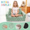 Factory Custom 2-in-1 Toddler Couch – Soft Flannel Flip Open Sofa Green Lounger