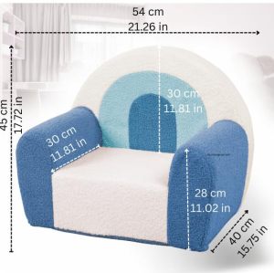Customizable Toddler Sofa in Blue Rainbow Theme for Babyroom and Playroom