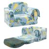 Customizable 2 in 1 Plush Toddler Couch with Glowing Dinosaur and Blanket for Playroom