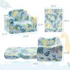 Customizable 2 in 1 Plush Toddler Couch with Glowing Dinosaur and Blanket for Playroom
