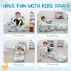 Customizable 2 in 1 Plush Toddler Couch with Glowing Dinosaur and Blanket for Playroom