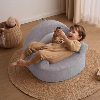 Convertible Toddler Sofa in Light Gray with Soft Cushion for Reading Napping and Playtime