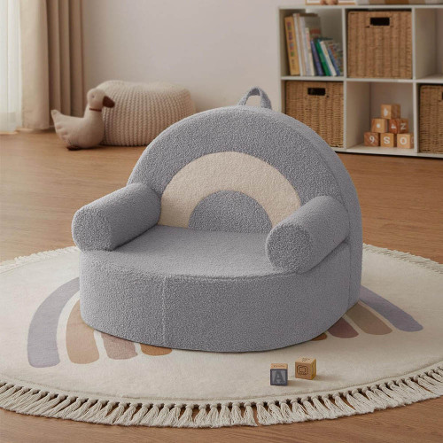 Convertible Toddler Sofa in Light Gray with Soft Cushion for Reading Napping and Playtime