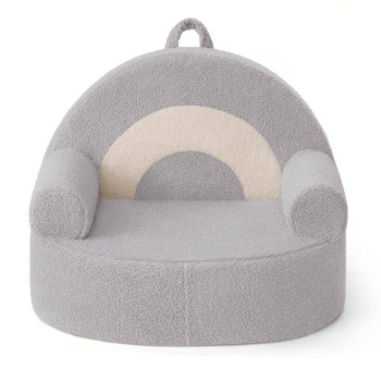 Convertible Toddler Sofa in Light Gray with Soft Cushion for Reading Napping and Playtime