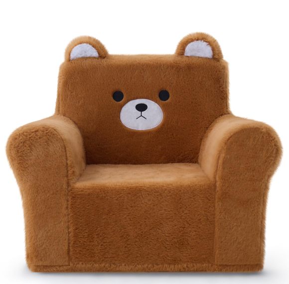 Custom Made Square Toddler Chair with Foam Cushion and Cartoon Bear Design for Reading