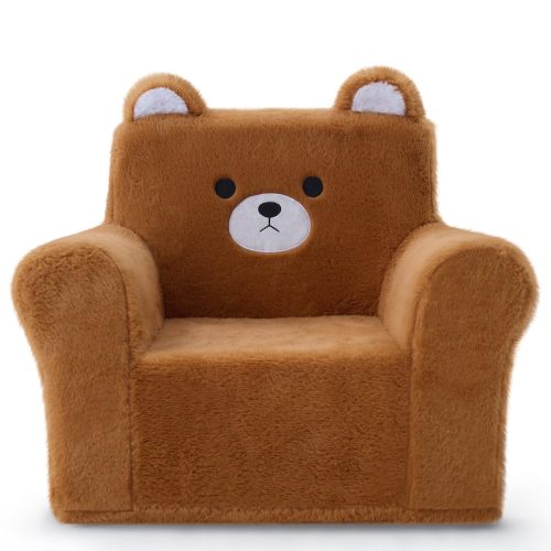 Custom Made Square Toddler Chair with Foam Cushion and Cartoon Bear Design for Reading