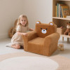 Custom Made Square Toddler Chair with Foam Cushion and Cartoon Bear Design for Reading