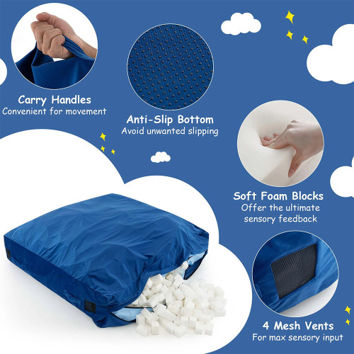 Factory Direct Soft Crash Pad for Kids with Blue Velvet Cover and Foam Blocks