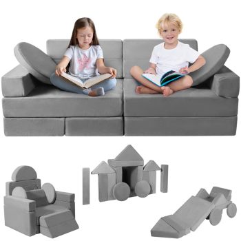 Factory Custom Modular Kids Foam Play Couch Set 15PCS Convertible Floor Sofa for Playroom