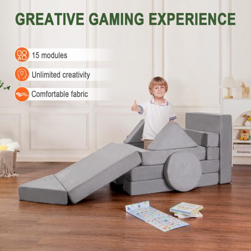 Factory Custom Modular Kids Foam Play Couch Set 15PCS Convertible Floor Sofa for Playroom