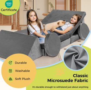 Custom Modular 18PCS Kids Foam Play Couch Set for Playroom and Bedroom Fort Building Fun
