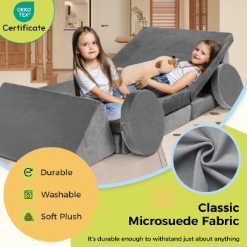 Custom Modular 18PCS Kids Foam Play Couch Set for Playroom and Bedroom Fort Building Fun