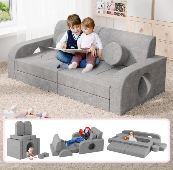 Factory Custom 14 PCS Modular Kids Couch Set for Playroom Fort Building and Creative Setup